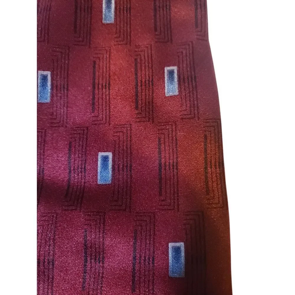 Barrington Mens Tie Necktie Designer Luxury Burgundy Black Blue Geometric‎